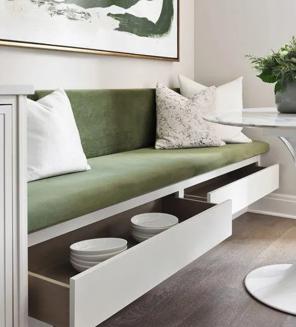 家庭餐廳卡座設(shè)計(jì)分享|自帶儲(chǔ)物柜的餐桌真的太適合小戶型家庭了！